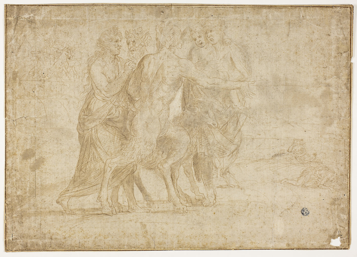 Faun and Nymphs -  possibly after Raymond de Lafage,  Poster Print Wall Art