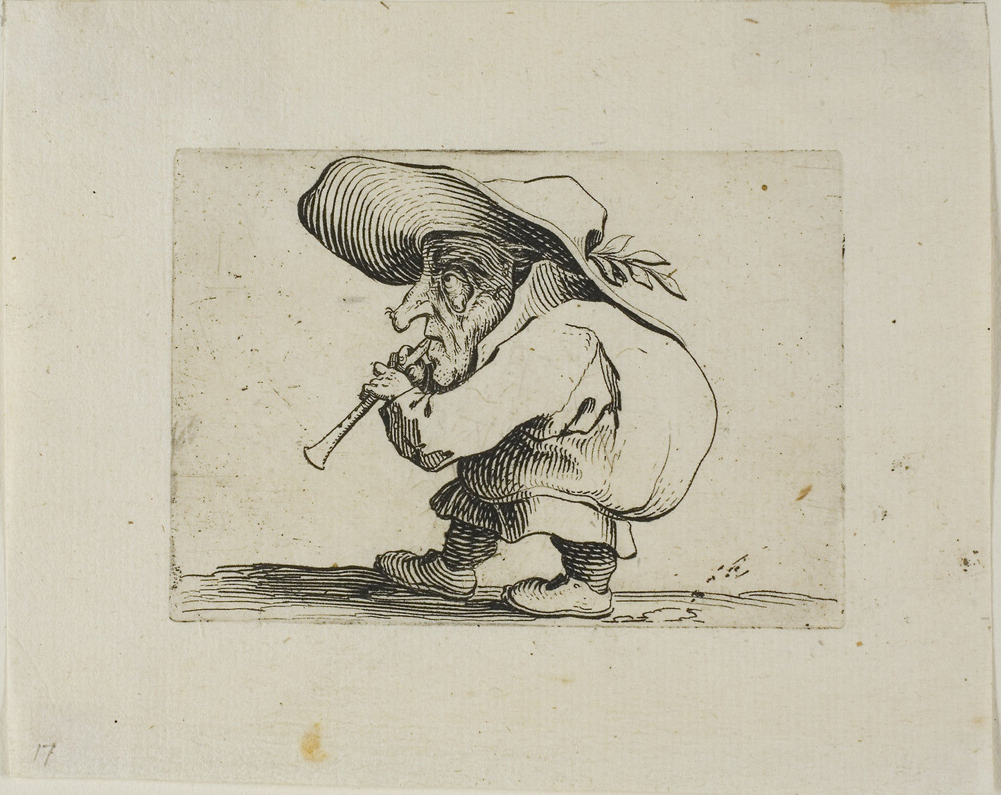 Flageolet Player, from Varie Figure Gobbi -  Jacques Callot,  Poster Print Wall Art