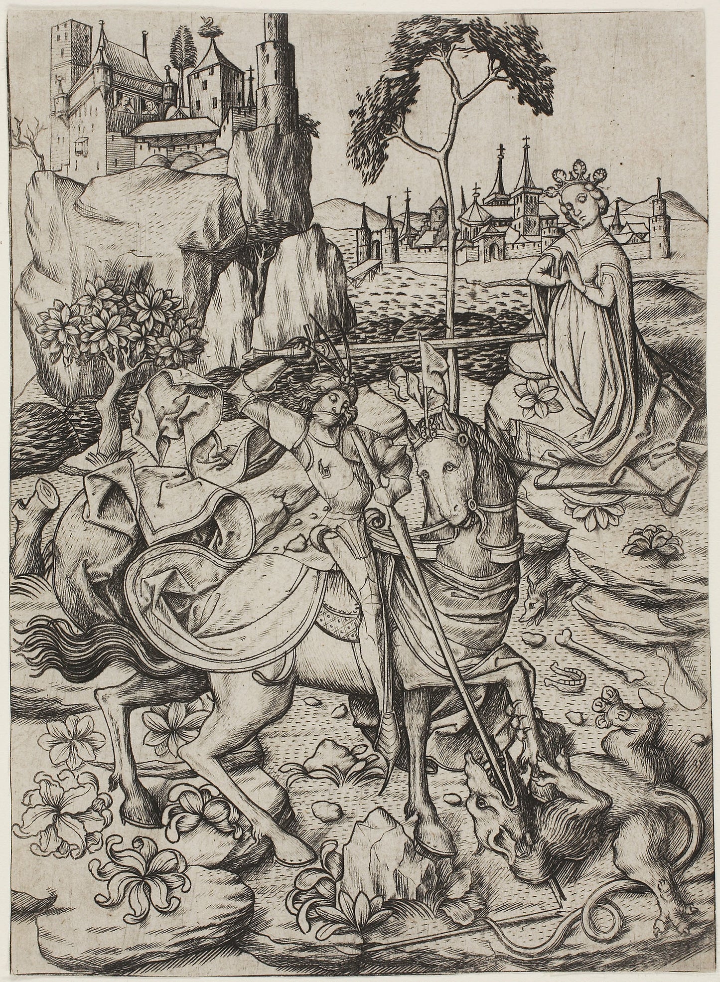 Saint George with the Stork's Nest: Master E. S., Poster Print Wall Art