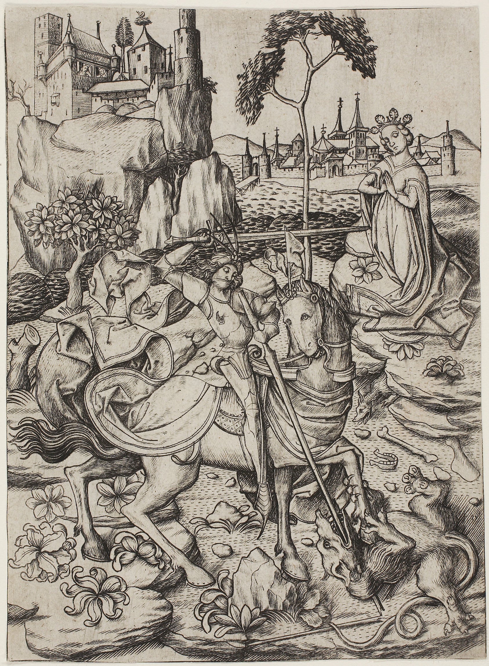 Saint George with the Stork's Nest: Master E. S.,16x12"(A3) Poster