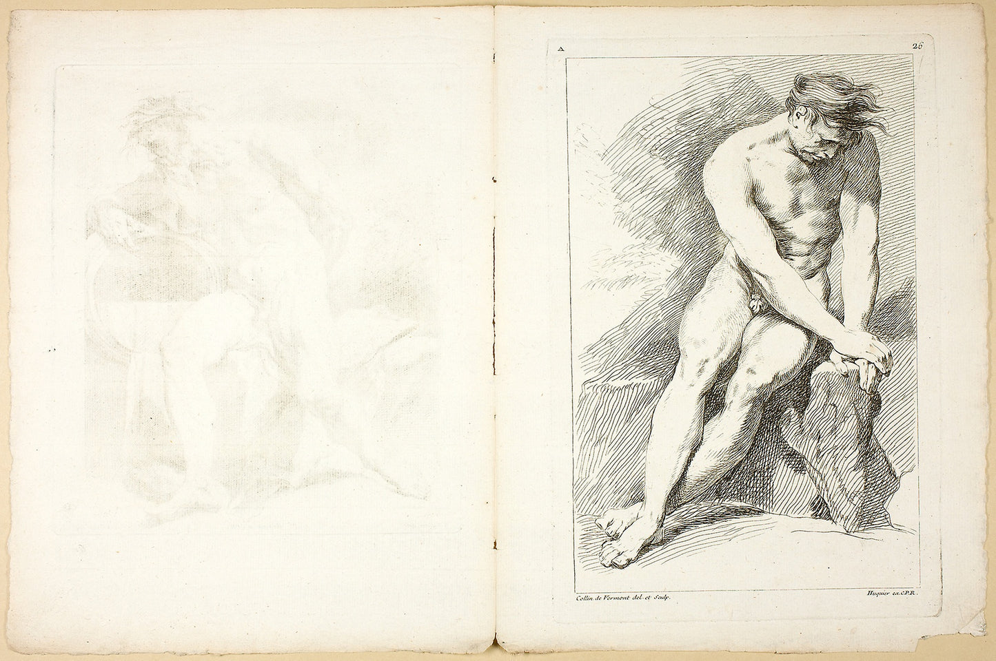 Figure (recto and verso), from Premier livre de figures d’Academies gravées en Partie par les Professeurs de l’ Académie Royale -  Collin de Vermont (French, 1693-1761),  Poster Print Wall Art