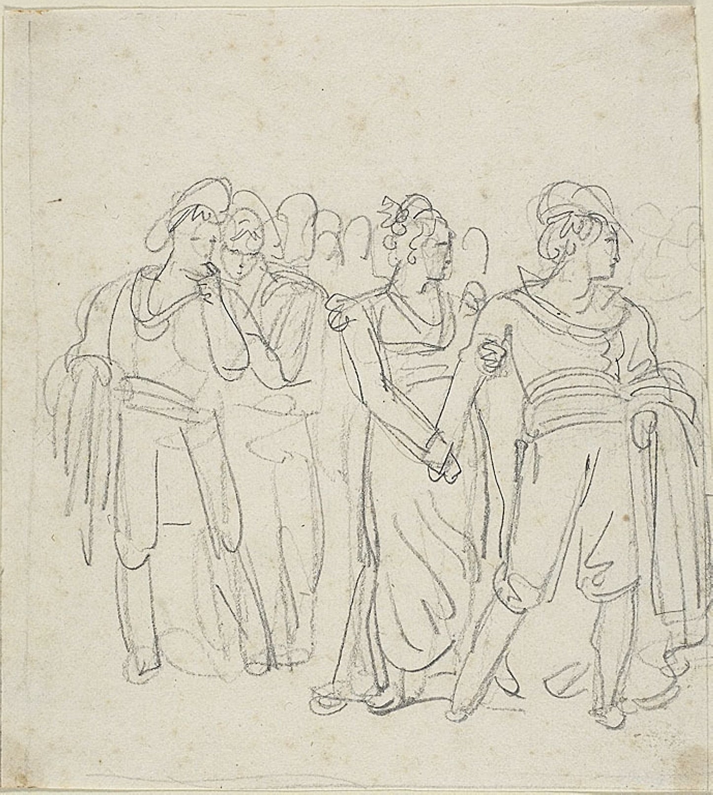 Brigand Chief Held Back -  a Woman (recto); Sketch fo Two Figures in a Landscape (verso) -  Bartolomeo Pinelli,  Poster Print Wall Art