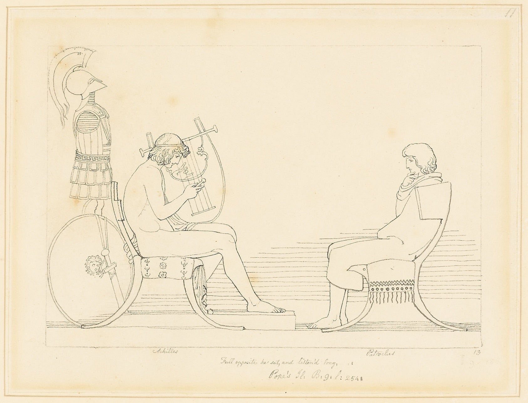 Achilles and Patrochis: John Flaxman, II,16x12"(A3) Poster