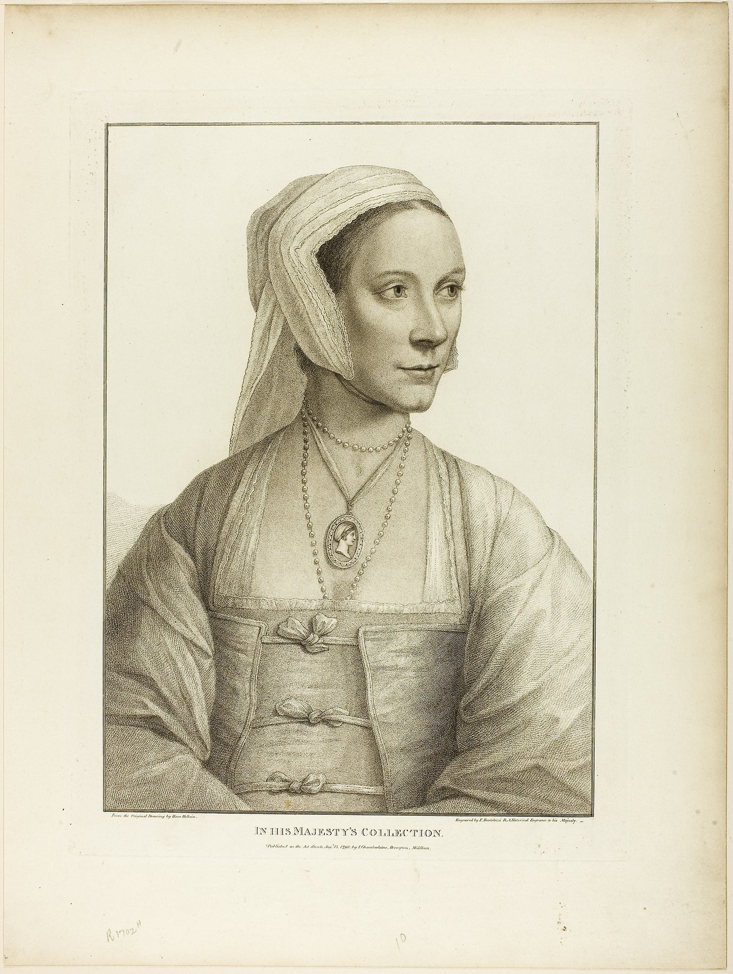 Portrait of a Woman Facing Right -  Francesco Bartolozzi (Italian, 1727-1815),  Poster Print Wall Art