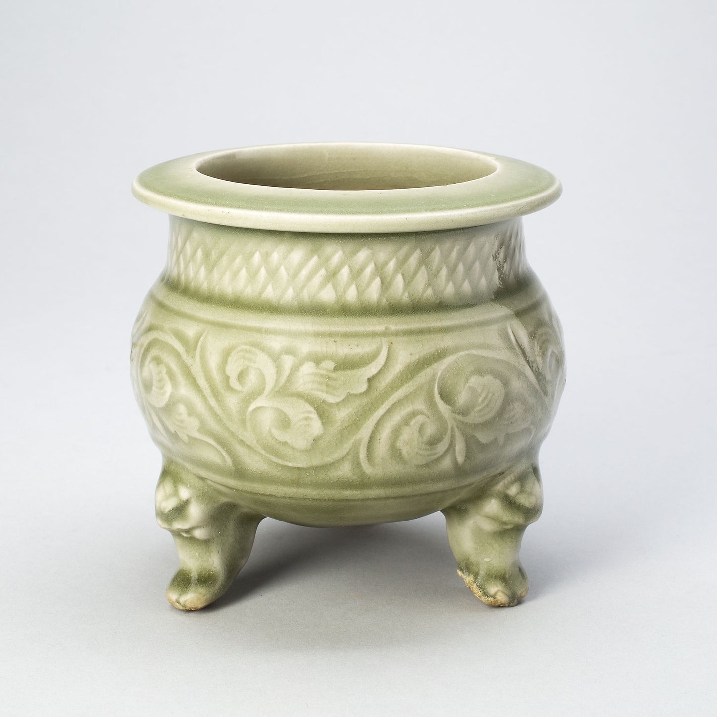 Tripod Incense Burner (Censer) with Peony-Leaf Scrolls, Netlike Petals, and Masklike Legs -  China,  Poster Print Wall Art