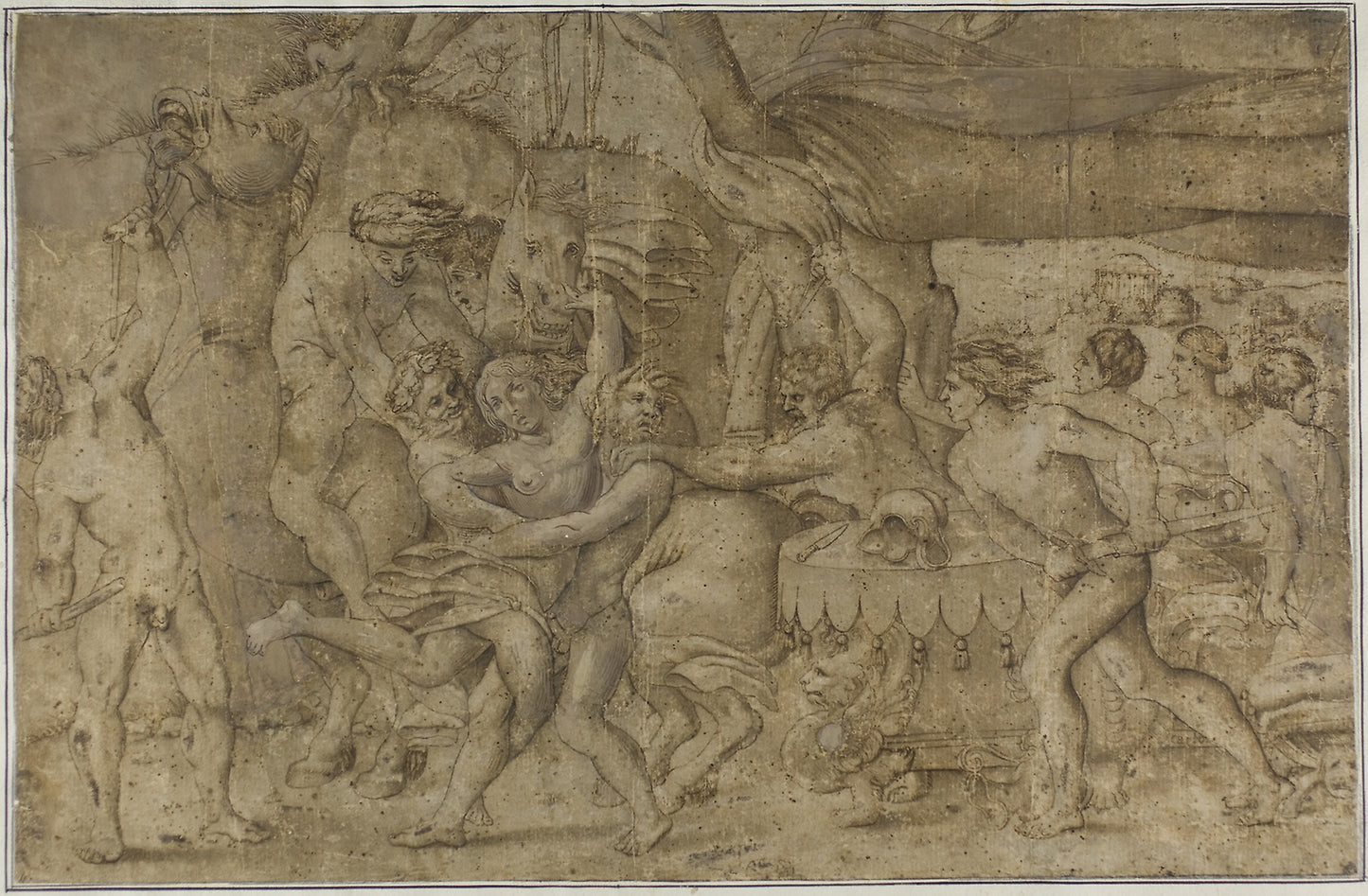 Battle of the Lapiths and Centaurs -  After Enea Vico,  Poster Print Wall Art