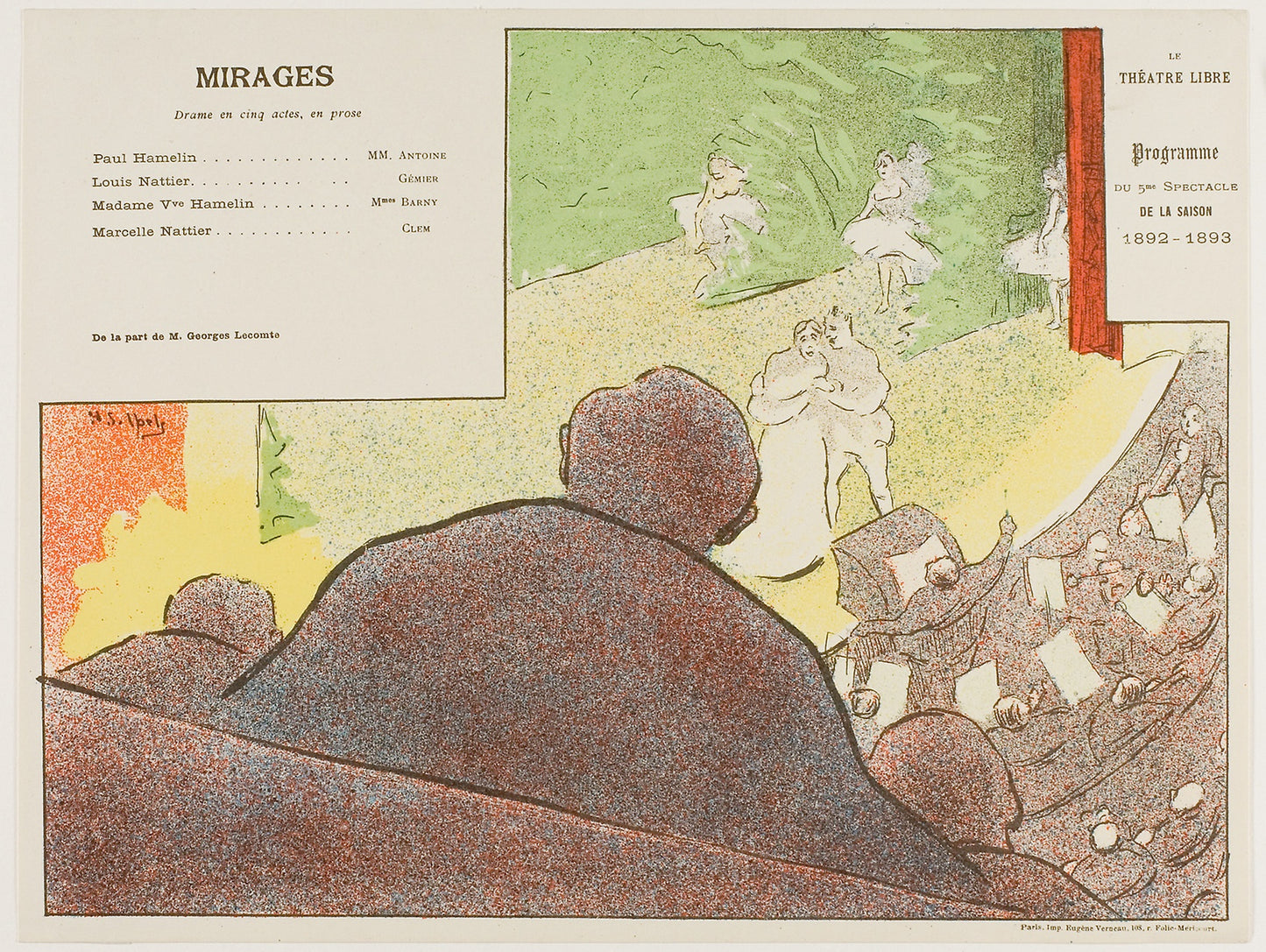 Fifth Performance -  Mirages, for Le Théatre Libre -  Henri-Gabriel Ibels (French, 1867-1936),  Poster Print Wall Art