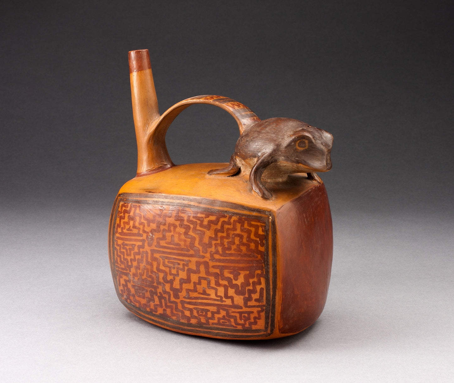 Single Spout Rectangular Vessel with Sculpted Frog and Textile-like Motifs -  Nievería,  Poster Print Wall Art
