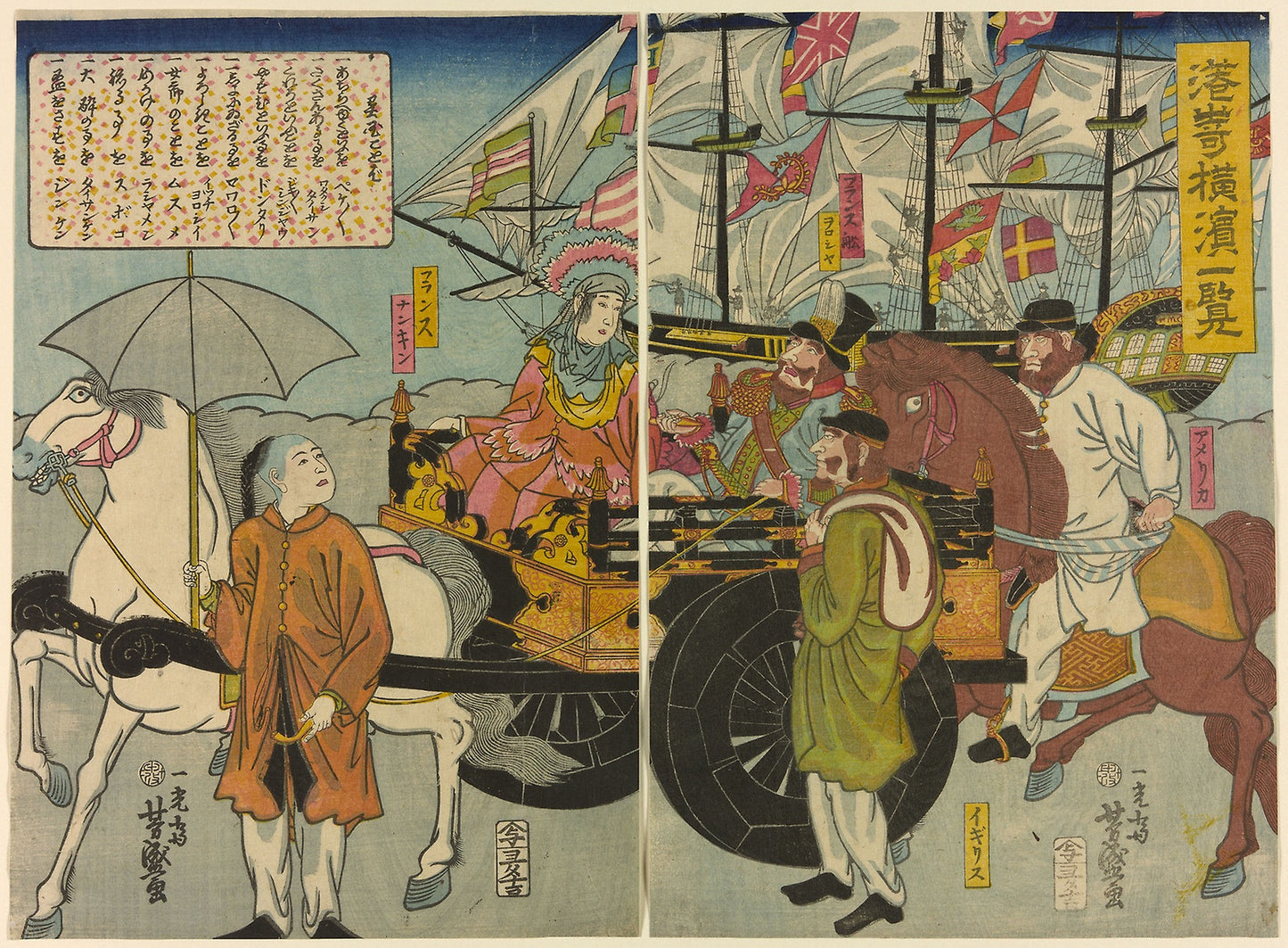View of Miyozaki in Yokohama (Miyozaki Yokohama ichiran) -  Utagawa Yoshimori,  Poster Print Wall Art