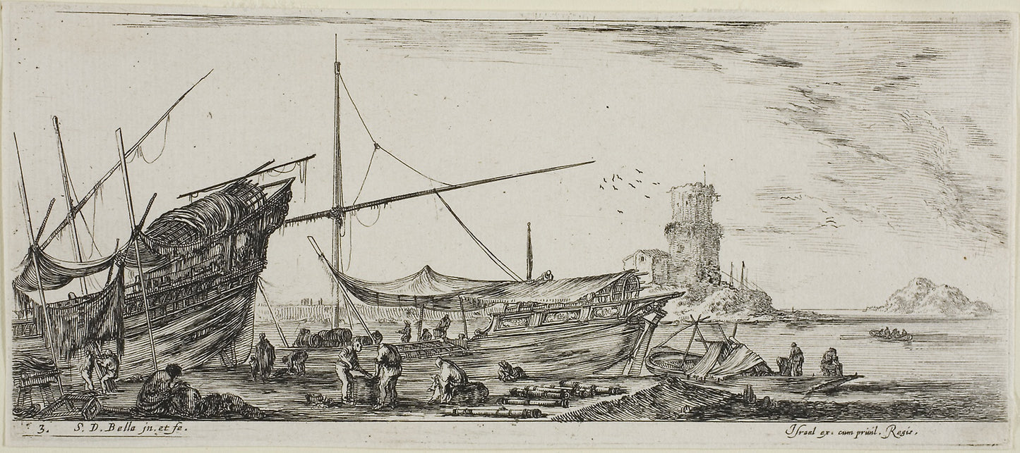 Plate Six from Various Embarkments -  Stefano della Bella,  Poster Print Wall Art