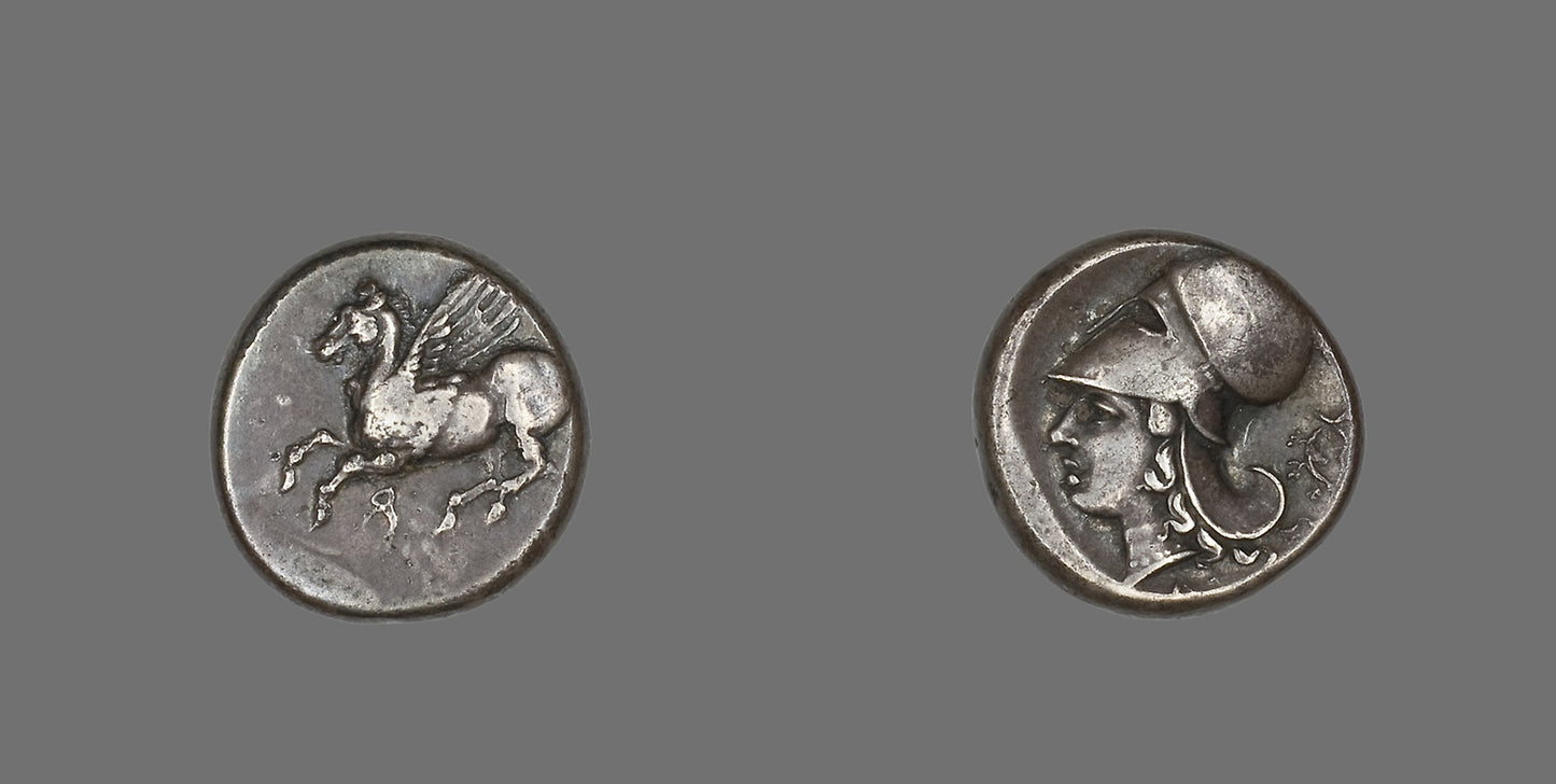 Stater (Coin) Depicting Pegasus Flying -  Greek, Corinth,  Poster Print Wall Art
