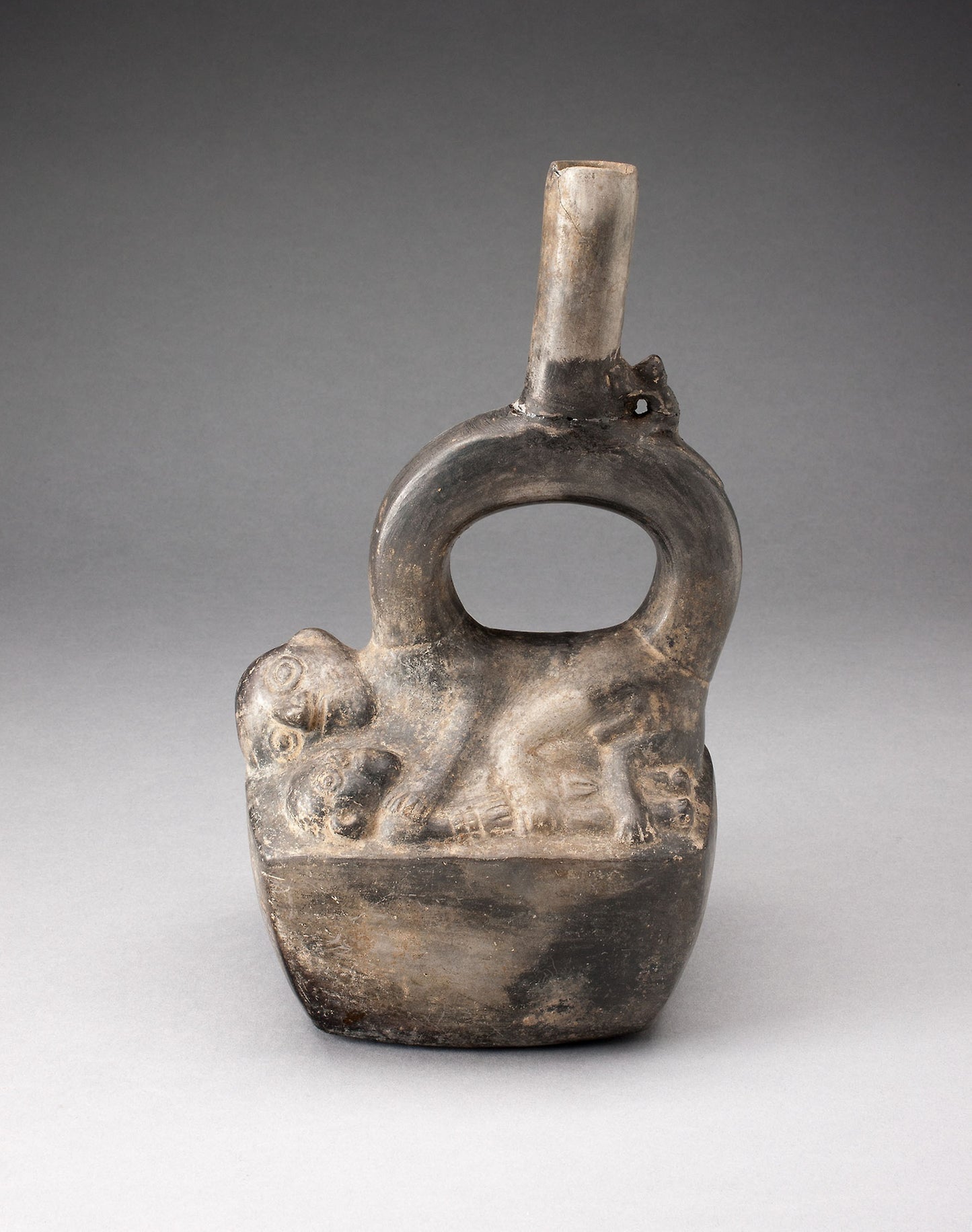 Stirrup Spout Vessel Depicting Reclining Figures -  Chimú,  Poster Print Wall Art