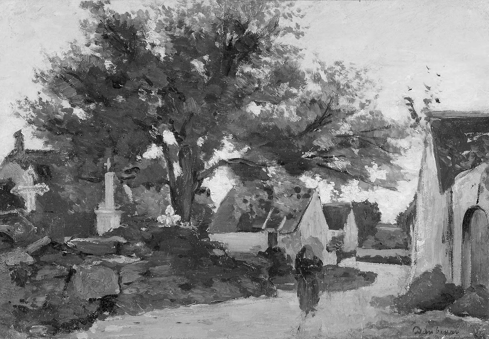 Village in Brittany: Charles François Daubigny,16x12"(A3) Poster