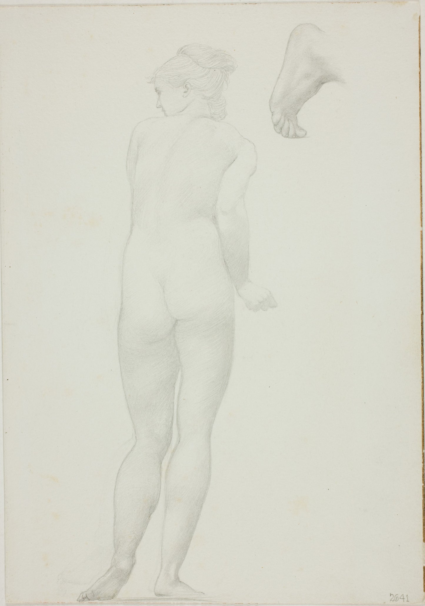 Backview of Standing Nude Woman and Sketch of a Foot -  Sir Edward Burne-Jones,  Poster Print Wall Art