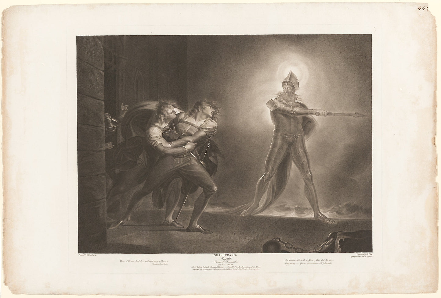 Hamlet, Horatio, Marcellus and the Ghost -  Robert Thew (English, 1758-1802),  Poster Print Wall Art