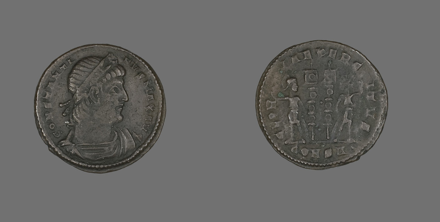 Coin Portraying Emperor Constantine I -  Roman, minted in Constantinople,  Poster Print Wall Art