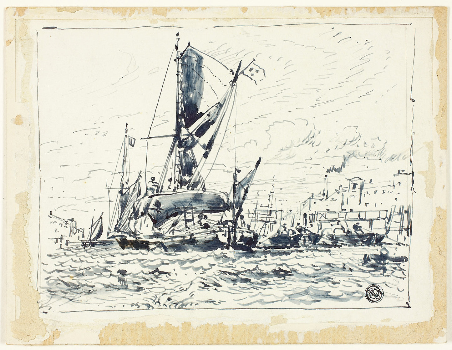 Boat in Port -  Attributed to William Roxby Beverley,  Poster Print Wall Art