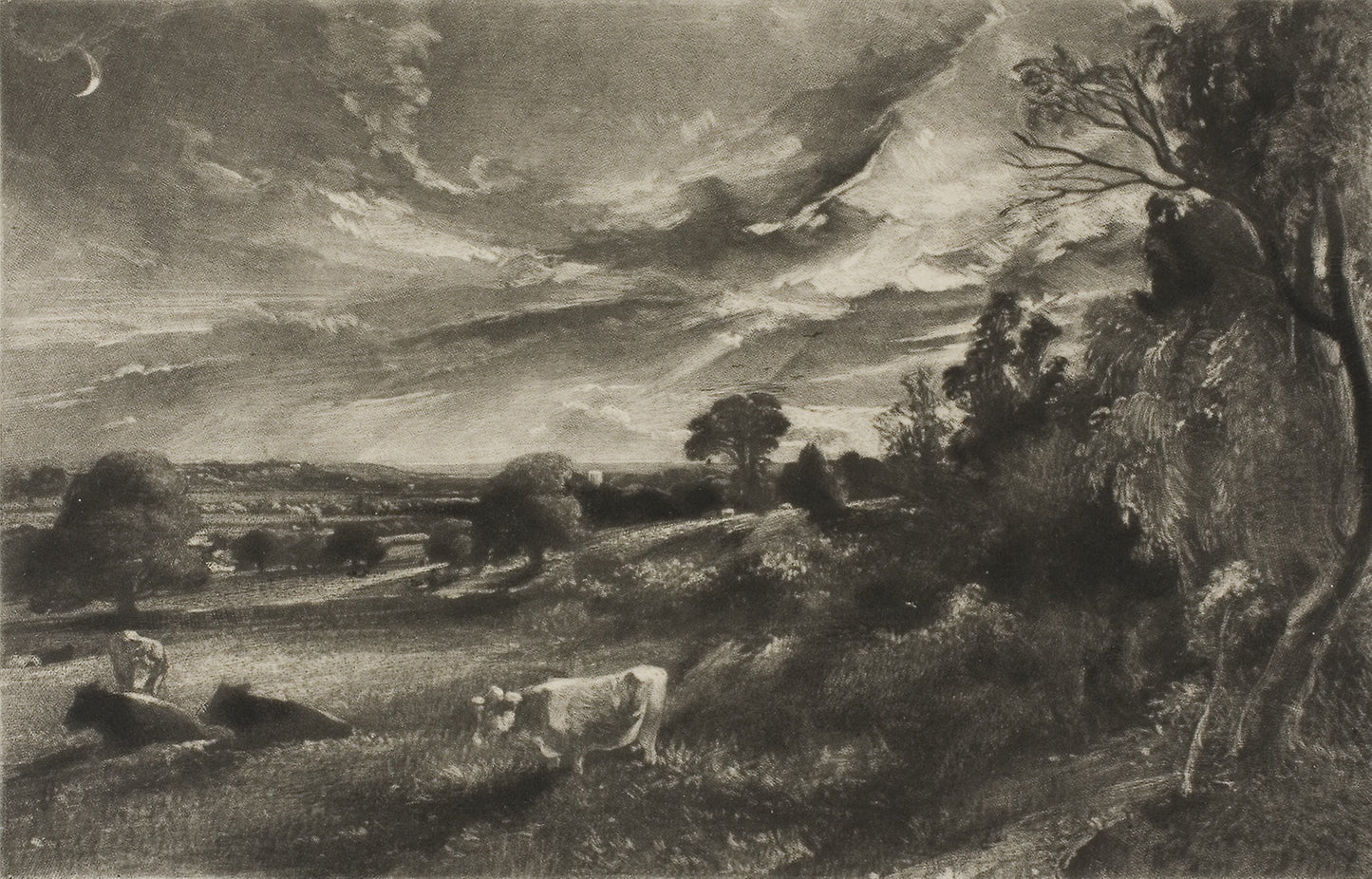 Summer Evening -  David Lucas (English, 1802-1881),  Poster Print Wall Art