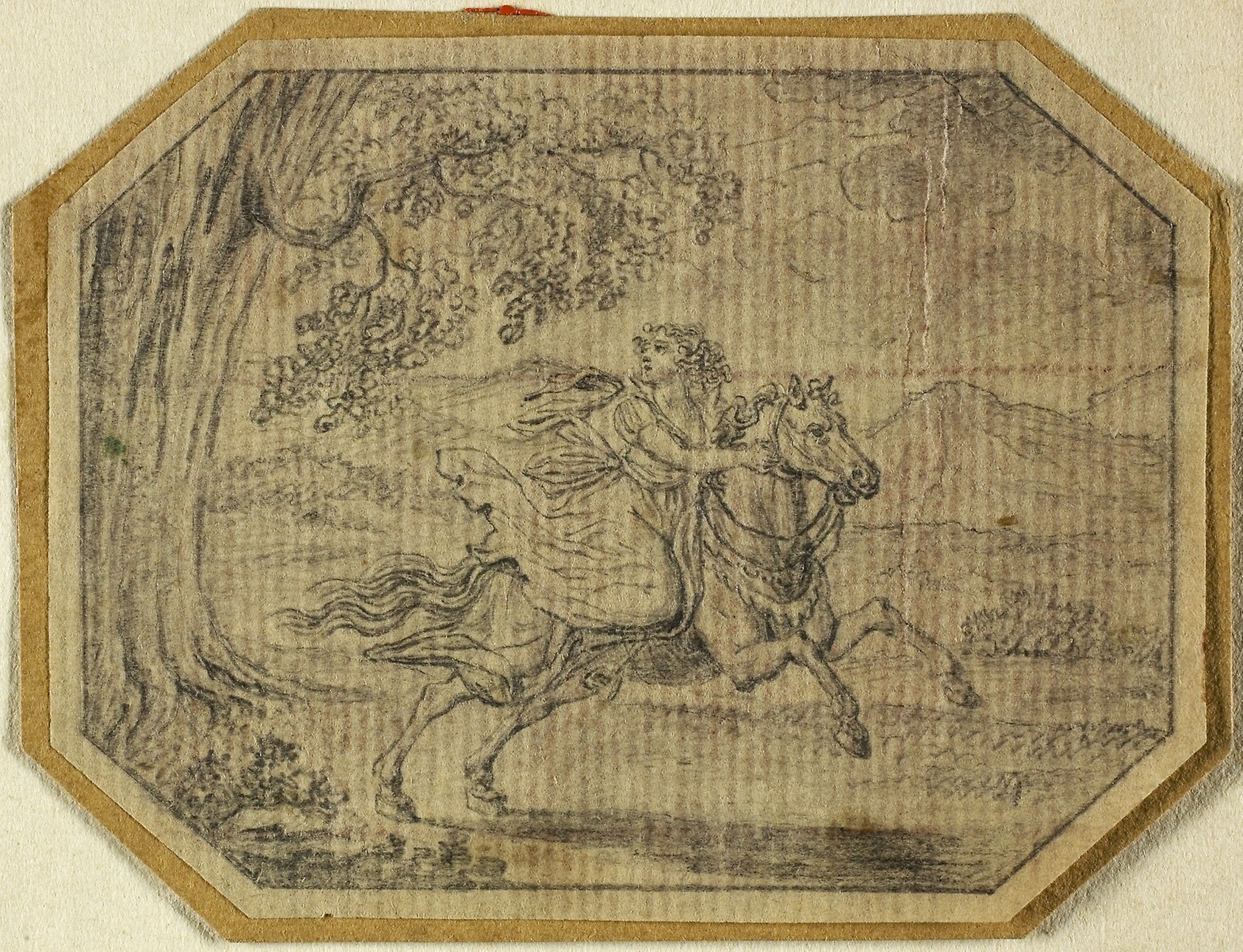 Young Woman on Galloping Horse: Johann August Rossmassler,16x12"(A3) Poster