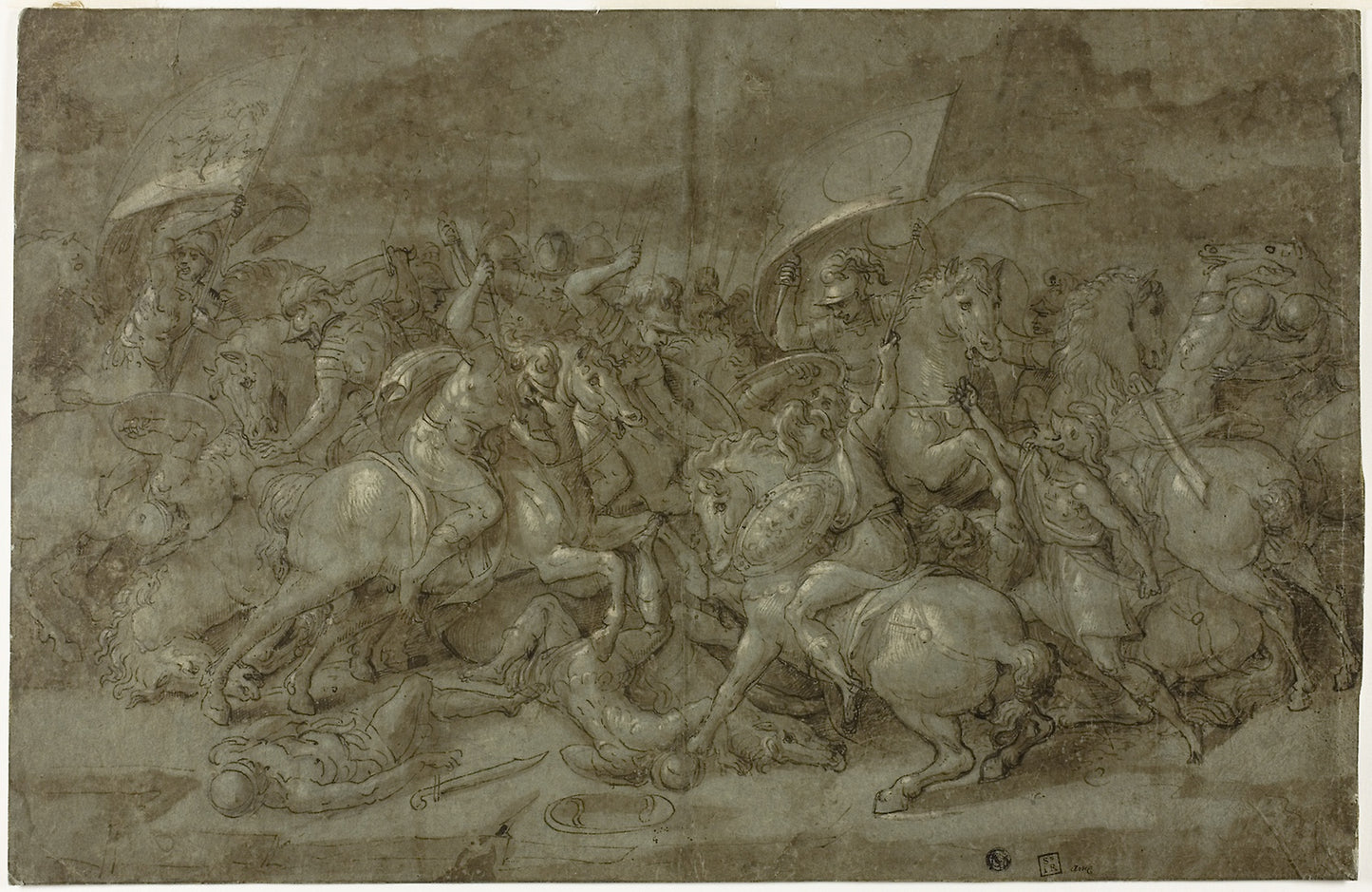 Battle between Romans and Barbarians -  Italian, Veronese,  Poster Print Wall Art