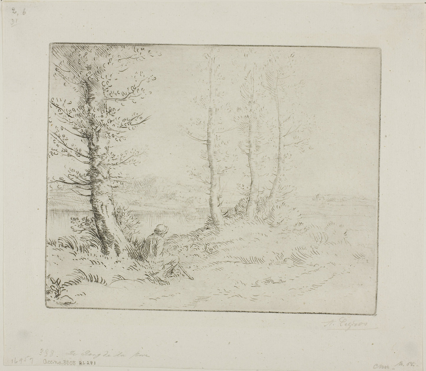 Along the Riverbank -  Alphonse Legros,  Poster Print Wall Art