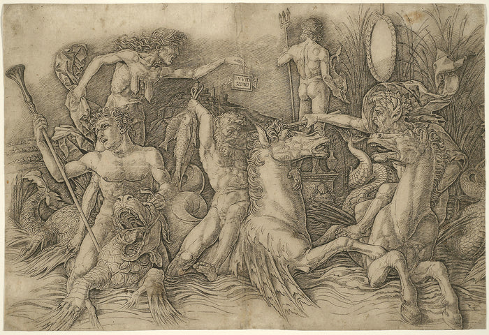 Battle of Sea-Gods, Left Half of a Frieze: Andrea Mantegna,16x12