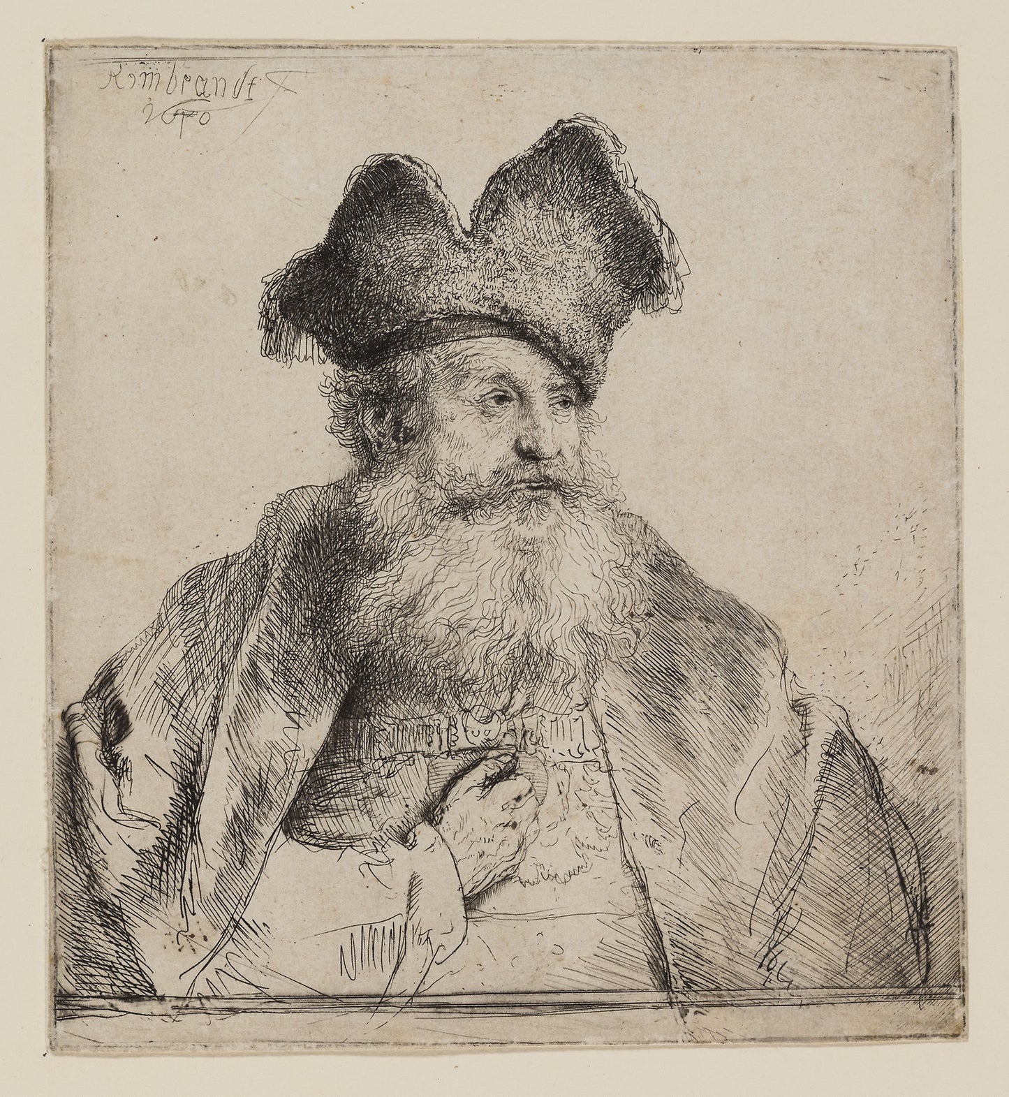 Old Man with a Divided Fur Cap -  Rembrandt van Rijn,  Poster Print Wall Art