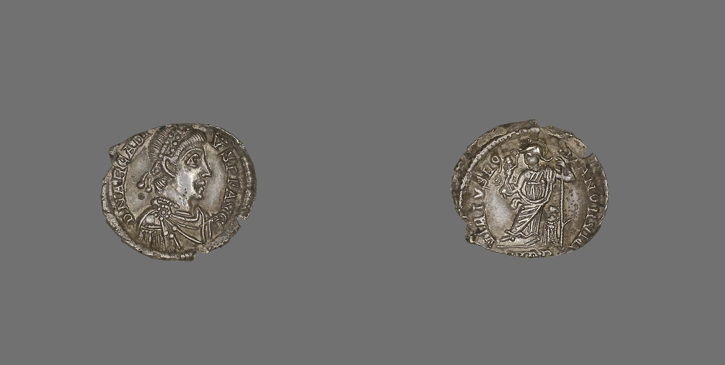 Coin Portraying Emperor Arcadius -  Roman, minted in Trier,  Poster Print Wall Art
