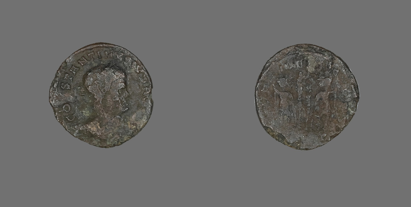 Coin Portraying Emperor Constantine II Caesar -  Roman,  Poster Print Wall Art