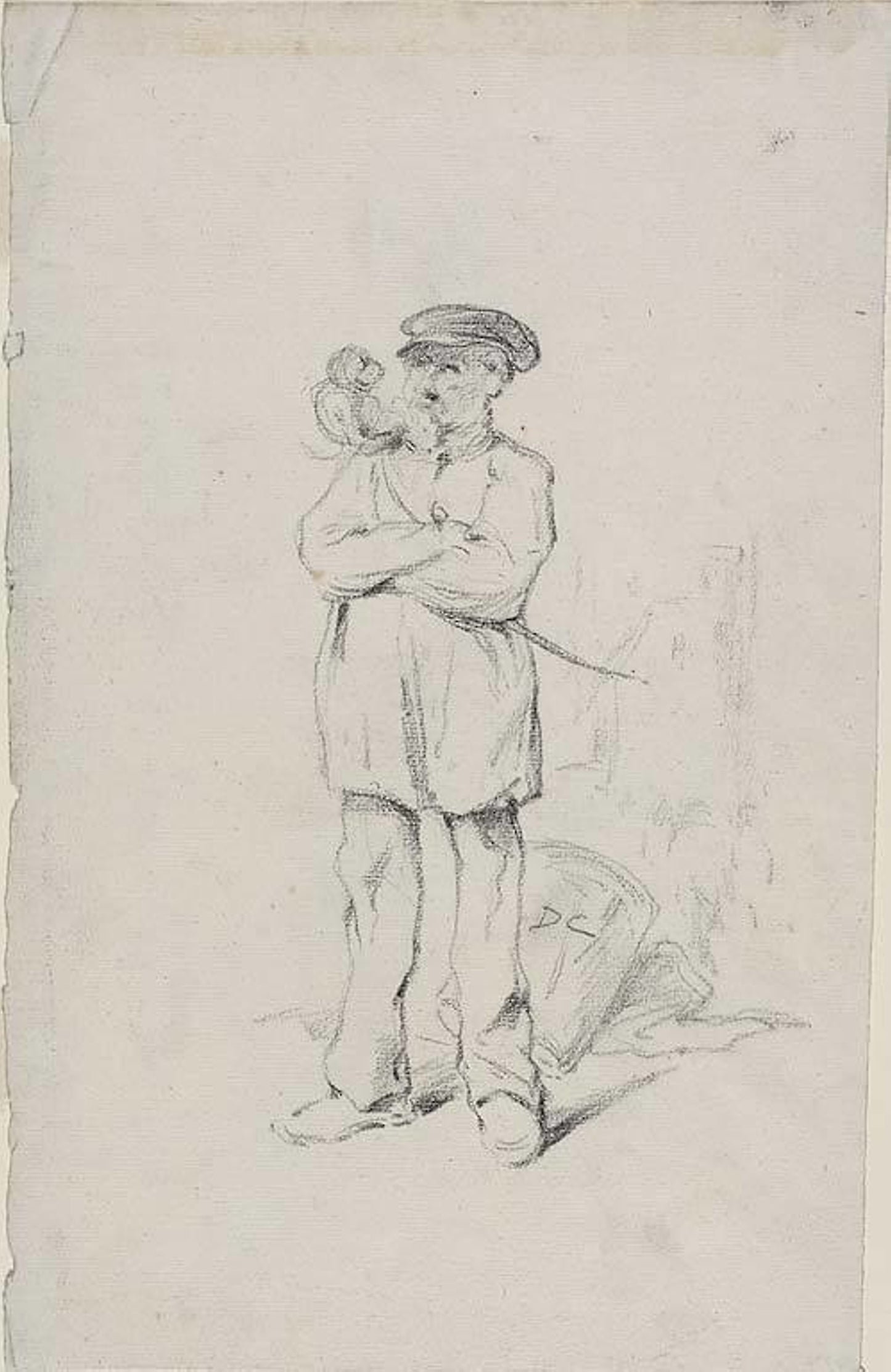 Sailor with a Monkey -  Attributed to Alexandre Gabriel Decamps,  Poster Print Wall Art