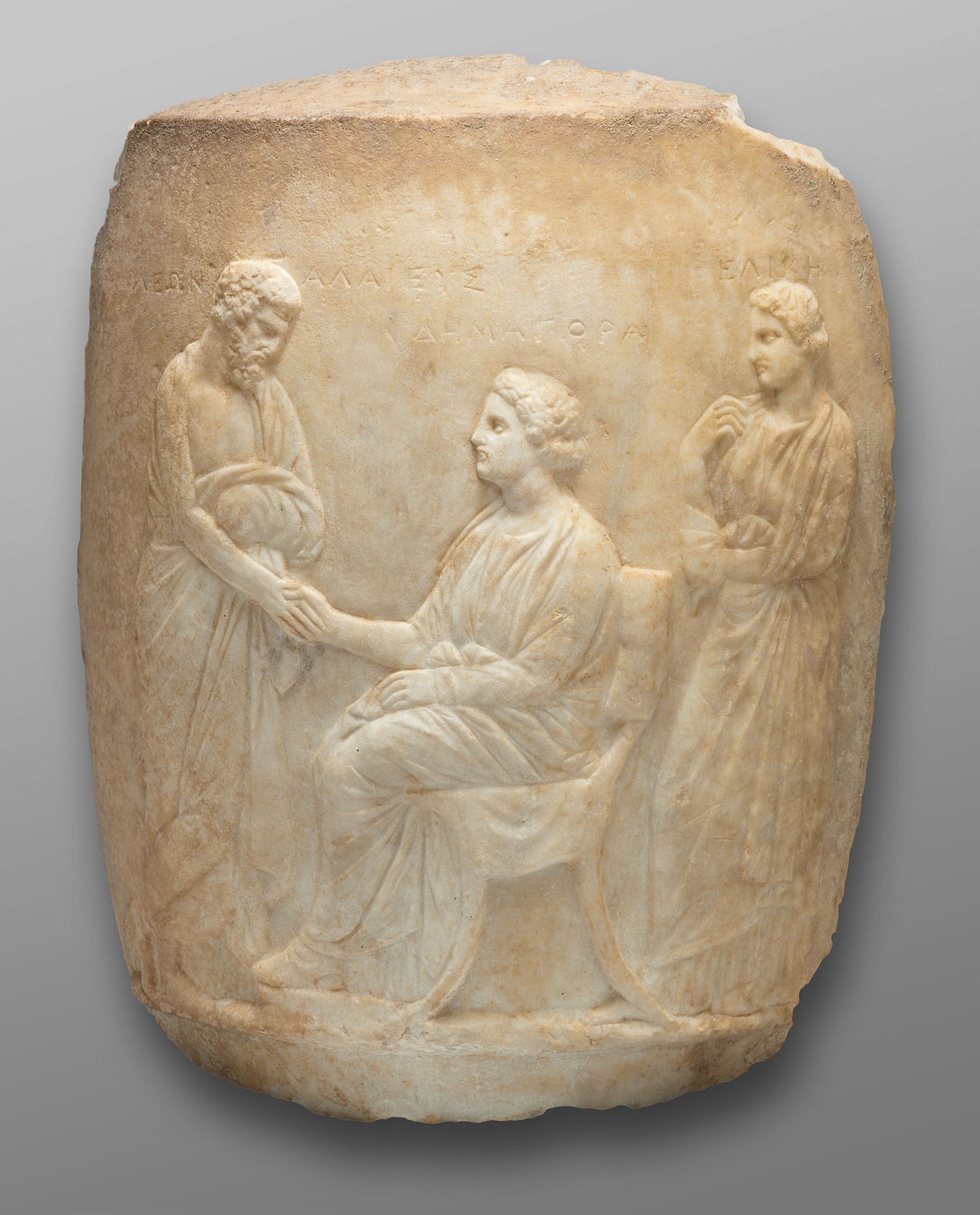 Fragment of a Funerary Lekythos (Monument in the Shape of an Oil Jar) -  Greek; Halai Aixonides, Athens,  Poster Print Wall Art
