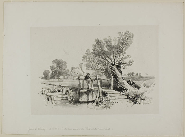 Landscape with Boy Fishing: James Duffield Harding,16x12