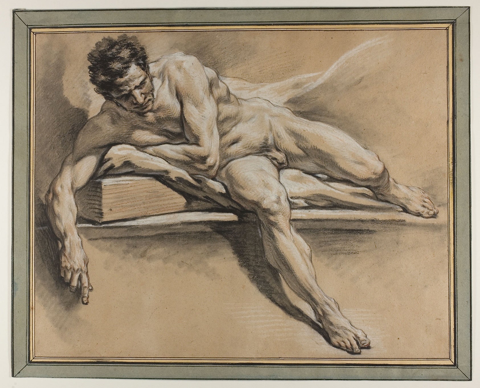 Academic Study of a Reclining Male Nude: François Boucher,16x12"(A3) Poster