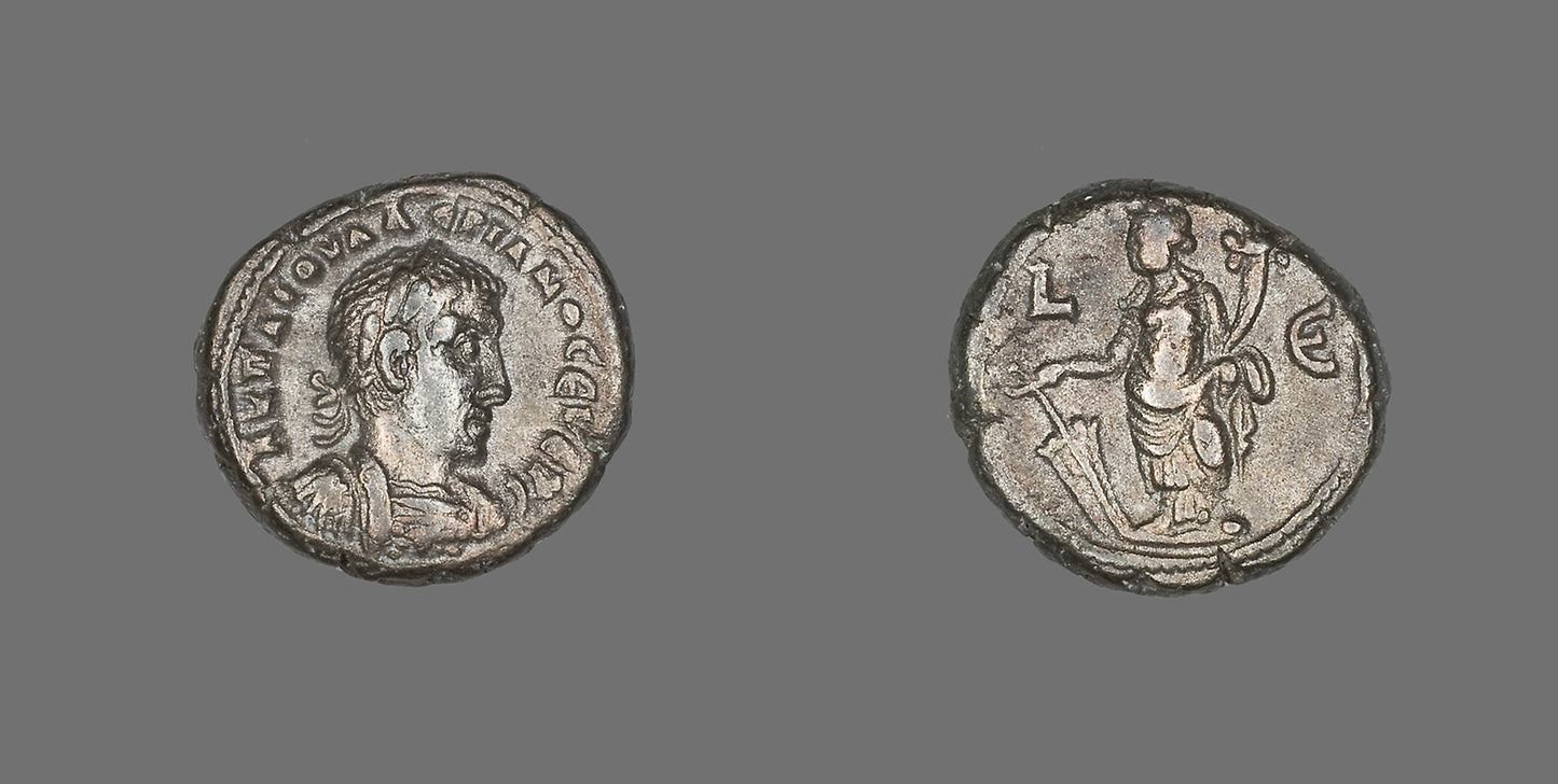 Coin Portraying Emperor Valerian -  Roman, minted in Alexandria, Egypt,  Poster Print Wall Art