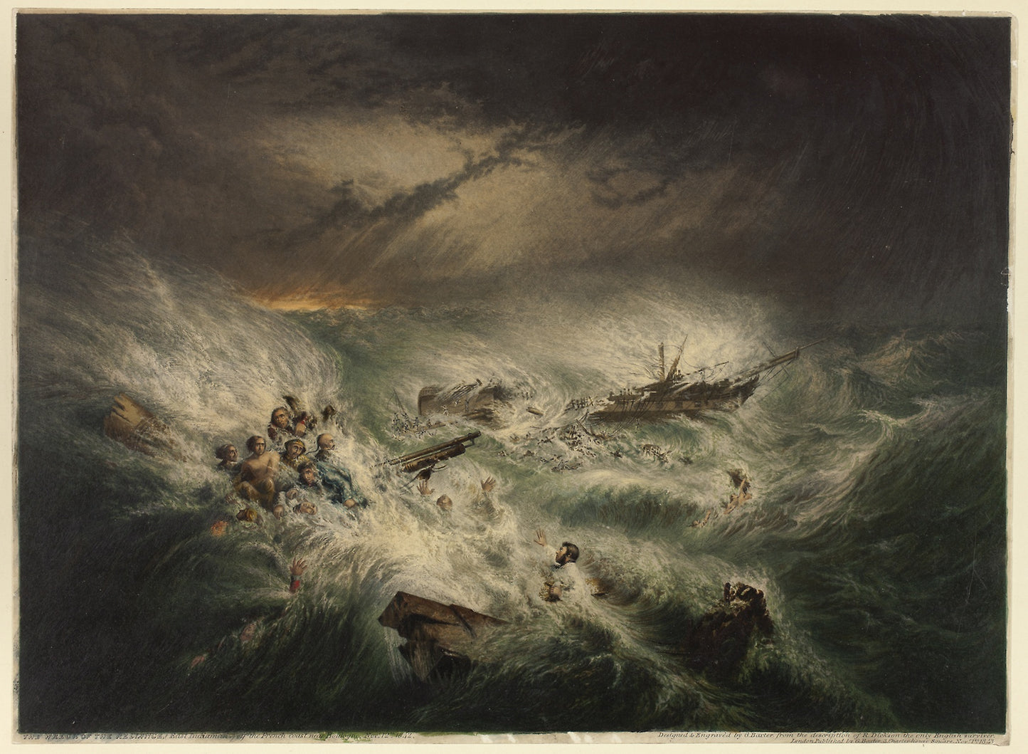 The Wreck of the Reliance (November 12, 1842) -  George Baxter,  Poster Print Wall Art