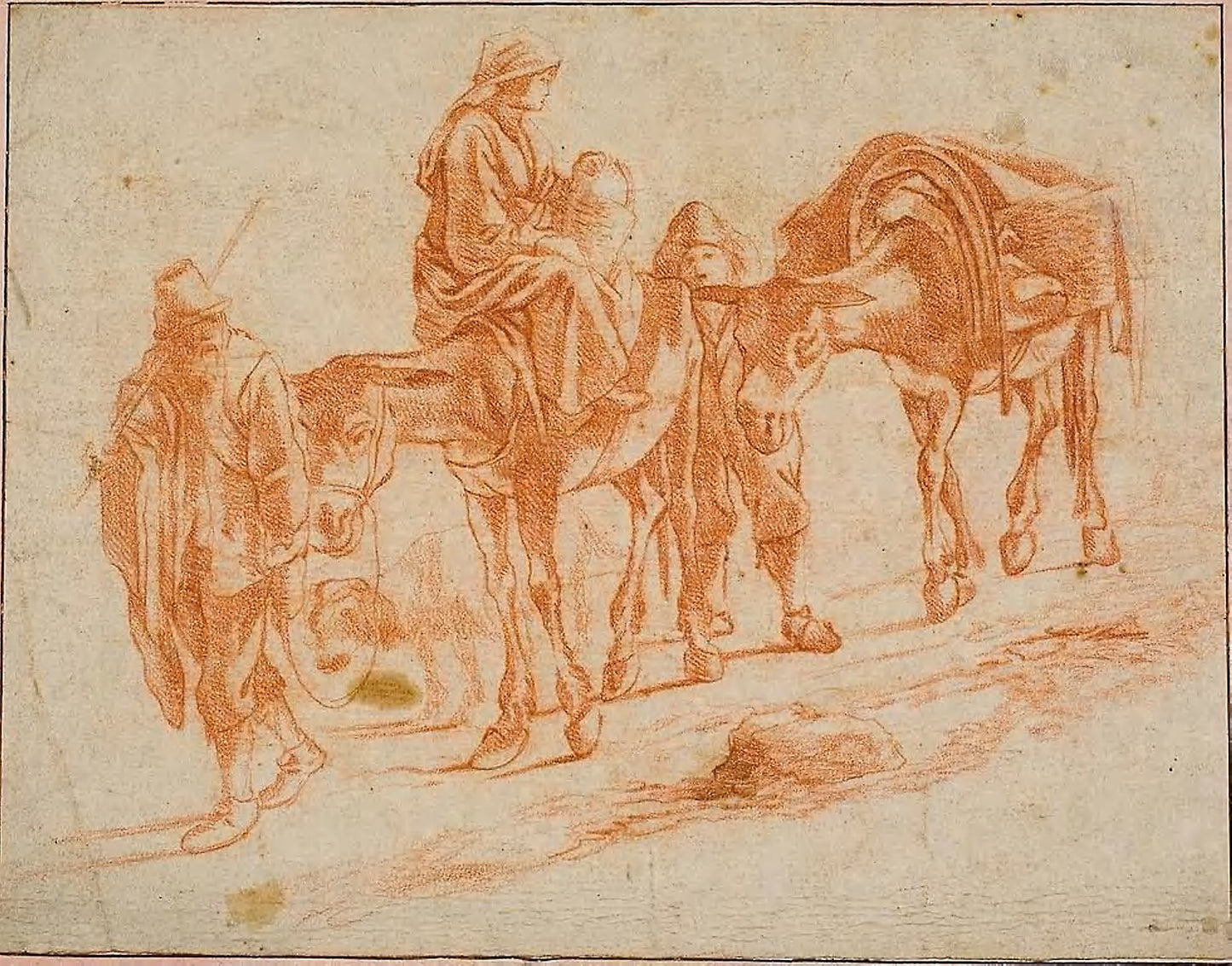Travelers with Two Mules -  Jan Miel (Flemish, 1599-1663),  Poster Print Wall Art
