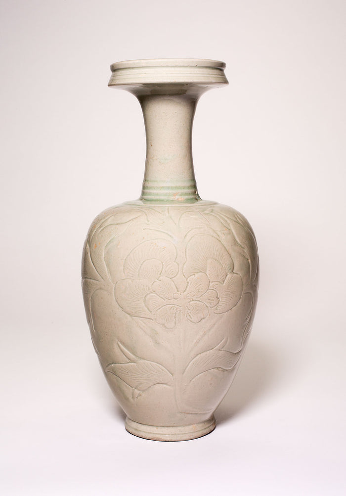 Vase with Cup-Shaped Mouth and Peony Flowers: China,16x12