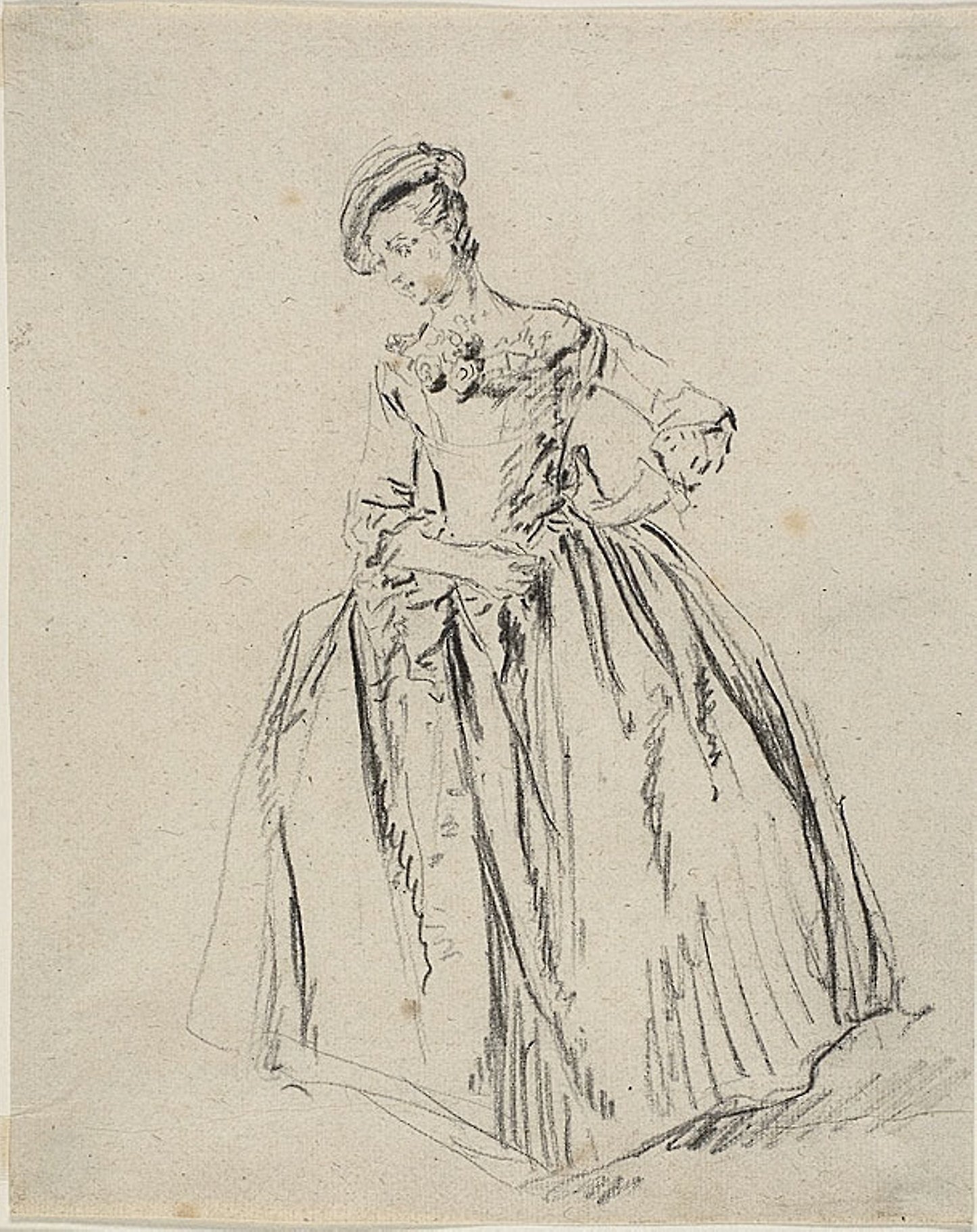 Study -  Young Woman Standing Hand on Hip -  Nicolas Lancret,  Poster Print Wall Art
