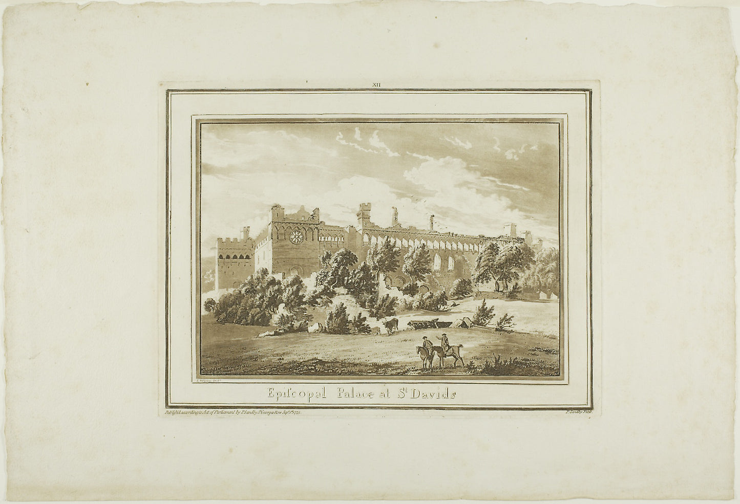Episcopal Palace at St. Davids, from Twelve Views in Aquatinta from Drawings taken on the Spot in South Wales -  Paul Sandby ,  Poster Print Wall Art
