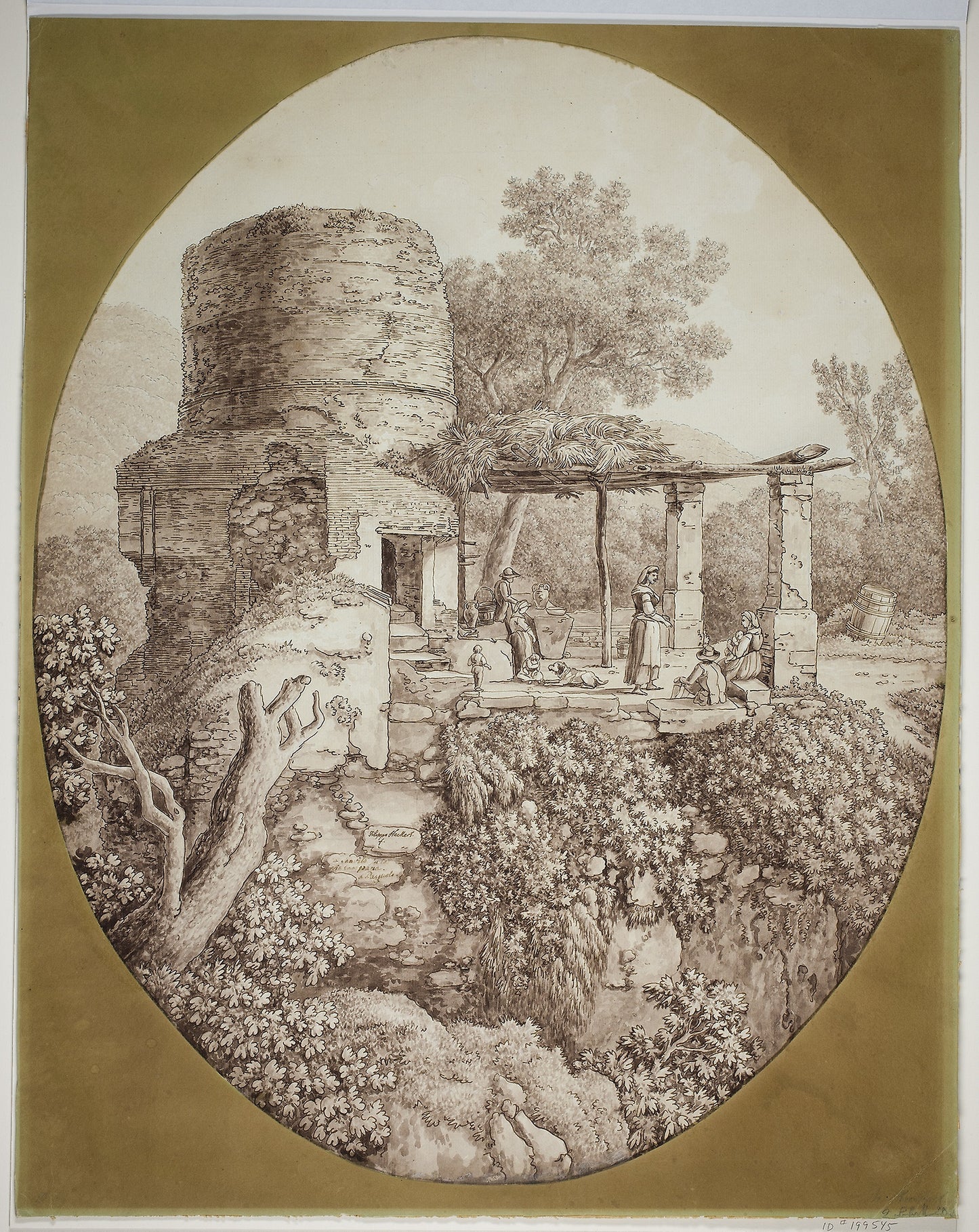 Group of People on a Terrace -  Jacob Philipp Hackert,  Poster Print Wall Art