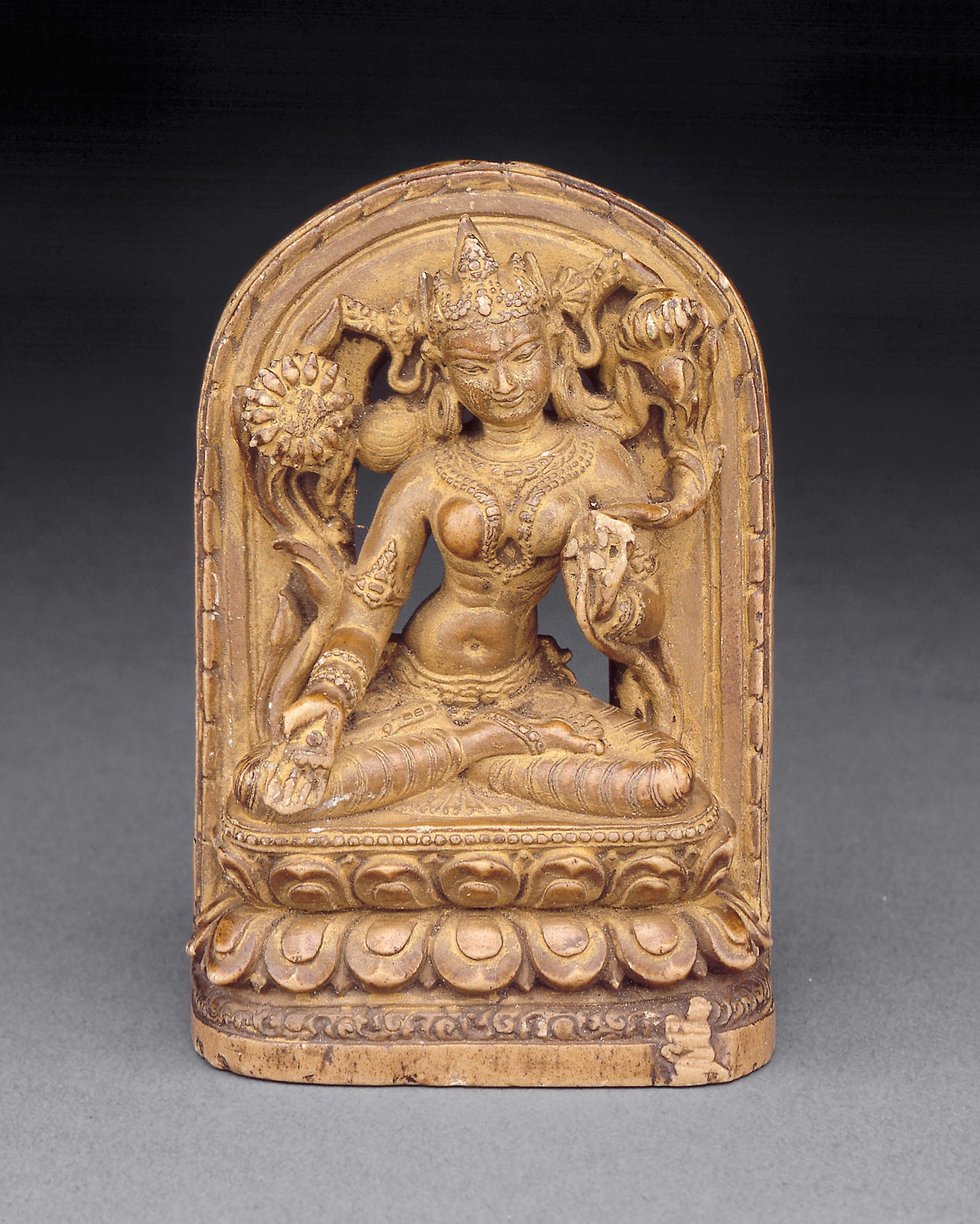 Goddess White Tara with Kneeling Donor at Base -  Tibet,  Poster Print Wall Art