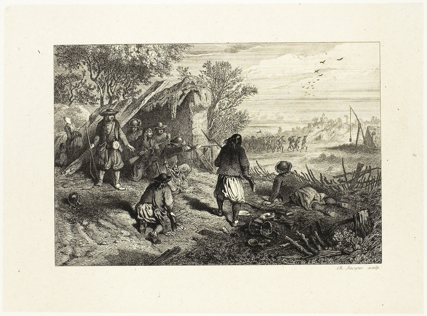 An Ambush -  Charles Émile Jacque,  Poster Print Wall Art