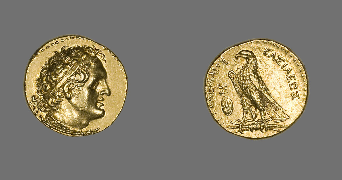 Pentadrachm (Coin) Portraying King Ptolemy I Soter -  Greco-Egyptian, minted in Cyprus,  Poster Print Wall Art