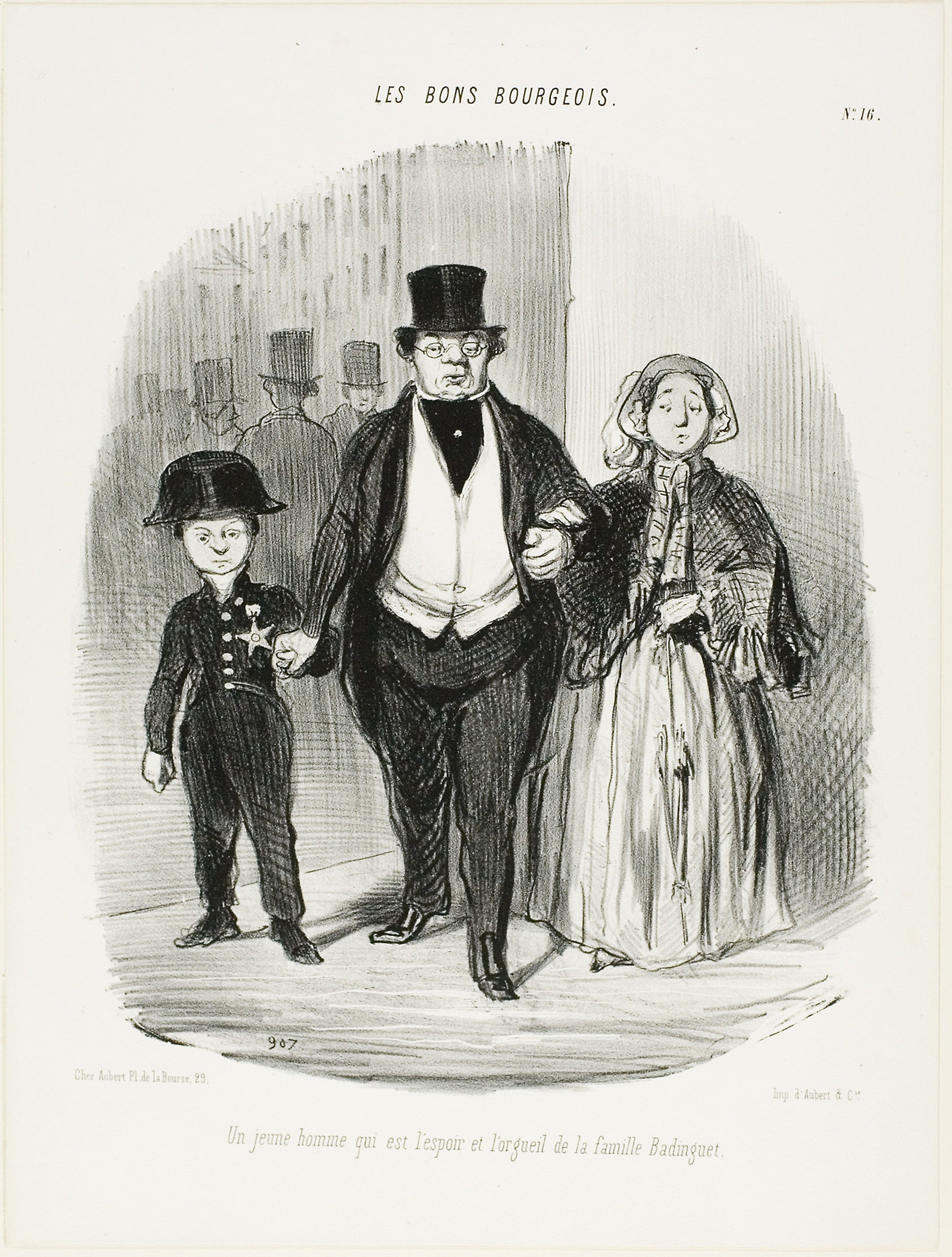 A Young Man Who is the Pride and Hope of the Badinguet Family, plate 16 from Les Bons Bourgeois: Honoré Victorin Daumier,16x12"(A3) Poster