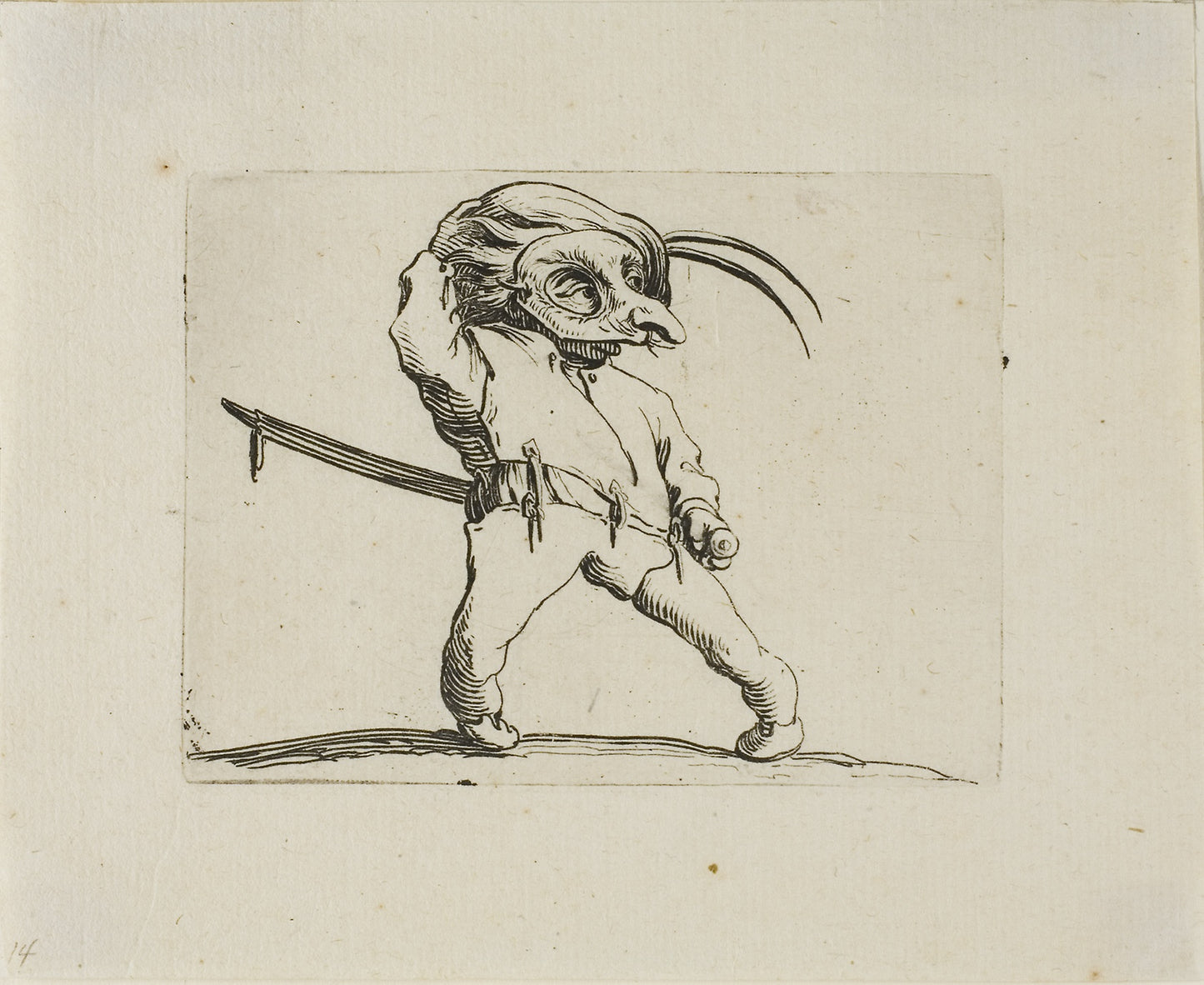 The Masked Man with Twisted Legs, from Varie Figure Gobbi -  Jacques Callot,  Poster Print Wall Art