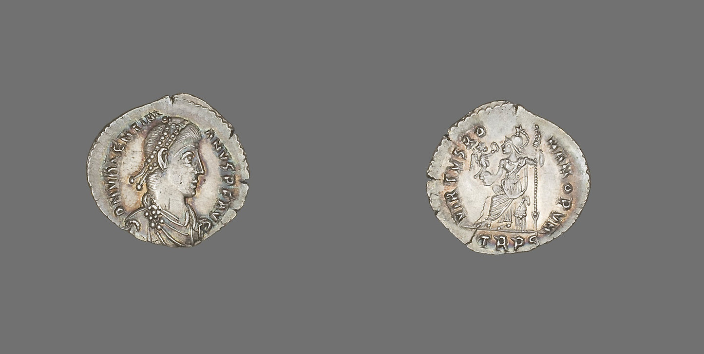 Siliqua (Coin) Portraying Valentinian II -  Roman, minted in Trier,  Poster Print Wall Art