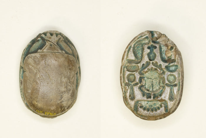Scarab: Scarab Beetle with Hieroglyphs (cobras, anx-signs, nbw-sign): Egyptian,16x12