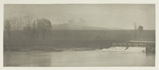 A Rainy Day at Flander's Weir: Peter Henry Emerson,16x12"(A3) Poster