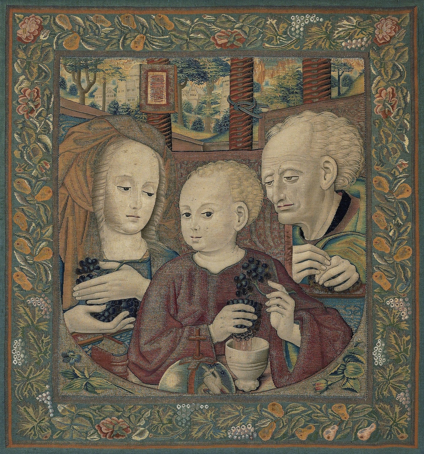 The Holy Family with the Infant Christ Pressing the Wine of the Eucharist -  Southern Netherlands,  Poster Print Wall Art