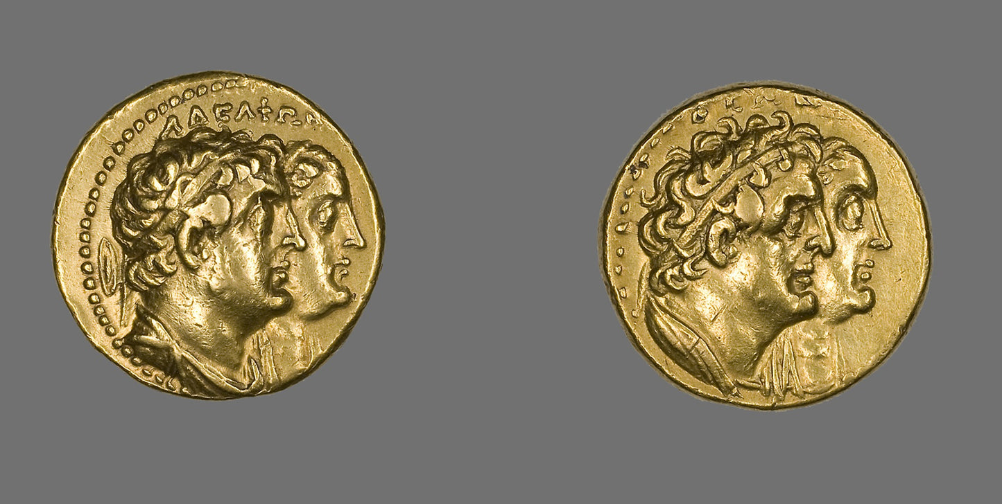 Tetradrachm (Coin) Portraying King Ptolemy II and Queen Arsinoë II -  Greco-Egyptian,  Poster Print Wall Art